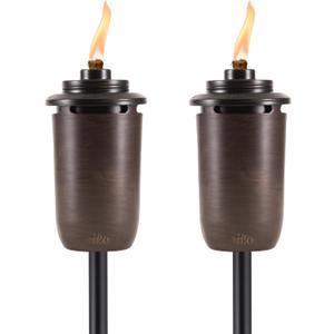 TIKI 2-Pack Honey Copper Outdoor Torches  Easy Install Decorative TIKI Torches for Patio, Backyard & Garden  Includes Long-Lasting Wicks & Snuffer, Weather-Resistant, Bronze