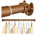 FIRJOY Closet Rods for Hanging Clothes (Wood Grain, 18.0" - 28.0")