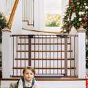 Cumbor 29.7-48" Baby Gate for Stairs, Mom's Choice Awards Winner-Dog Gate for Doorways, Auto Close Safety Pet Gate for Dogs Indoor, Easy Install Pressure Mounted Child Gate with Walk Thru Door, Brown