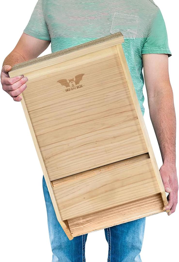Big Bat Box - Cedar, 3 Chamber, Large MTBC Certified Bat House for Outside - Artificial Roost Kit for Wall-Mount or Pole-Mount - Bathouses for Backyards