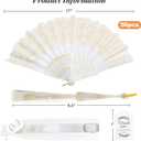 EOSAU Handheld Chinese Folding Fan Hand Fans for Women Foldable Bulk for Party Wedding Church Dancing (50 Pack White)