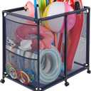 VEVOR Pool Storage Bin, 36.8 x 24 x 35.6 in, Rolling Pool Float Storage Organizer with Side Pockets & Casters, Heavy Duty Metal Frame, Poolside Toys Noodles Holder Mesh Basket for Swimming Pools