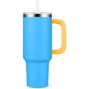 Sursip 40 oz Insulated Tumbler with Handle and Straw-Stainless Steel Vacuum Insulated Mug,Gifts for Women Men Him Her,Iced Tea or Coffee,Drinks Cold up to 24 Hours,Fit Car Holder-Blue