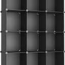 AWTATOS Cube Storage Organizer Closet Storage Shelves DIY Stackable Plastic Storage 12 Cube Bookshelf, Ideal Storage Organizer for Closet, Home, Bedroom, Black