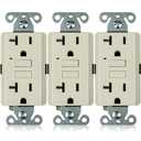 Faith [3-Pack] 20A GFCI Outlets, ETL Listed, Non-Tamper-Resistant GFI Duplex Receptacles with LED Indicator, Self-Test Ground Fault Circuit Interrupter, Light Almond, 3 Piece
