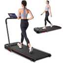 UREVO Smart 2-in-1 Folding Treadmill, Compact Walking Pad with Safety Handle, Plug and Play, Dual LED Display, Workout APP, Walking or Running for Home Office, Remote Included