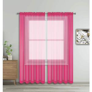 WPM Hot Pink Sheer Curtains 58" Wide x 84" Long 2 Panels Livingroom Window Treatment Rod Pocket Sheer Voile for Bedroom, Kitchen, Living Children Room Fully Stitched and Hemmed