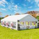 DWVO 20x30ft Party Tent Outdoor Heavy Duty Wedding Event Shelters Galvanized Canopy with Upgraded Large Roof, 2 Storage Bags, Removable PVC Sidewalls, White