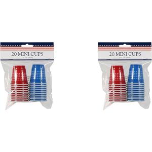 Patriotic Mini Plastic Disposable Cups, 2 oz, Red and Blue Shot Glasses with Stars, (2 pack) 40 Count total, Party Straws, Party Picks  Patriotic Mini Plastic Disposable Cups, 2 oz, Red and Blue Shot Glasses with Stars, (2 pack) 40 Count total, Party Straws, Party Picks