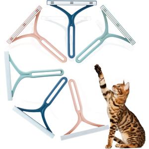 Dog Hair Remover for Couch, Cat Fur Removal Tool for Furniture, Pet Hair Remover Cleaner Brush for Clothes, Carpet, Bedding, Car, Reusable Scraper for Dog Hair/Lint Cleaning, (6 Pack)