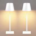 White Cordless Table Lamp Set of 2 for Patio Restaurant Home Dinner Kitchen