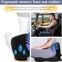 Memory Foam Seat Cushion for Sciatica & Back Pain Relief - Ergonomic Chair Pad with Adjustable Strap & Supportive Comfort Cover, Non-Slip for Car, Truck, Office Chair -Black