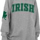 St. Patrick's Day Sweatshirt for Women Lucky Shamrock Long Sleeve Sweater Irish Clover Casual Graphic Pullover Tops (XL)