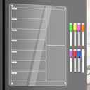 Acrylic Meal Planner Magnetic Menu Board for Kitchen Fridge w/Markers, Clear Weekly Calendar Planning Board Noteboard Refrigerator Dry Erase Board to Do/Grocery/Shopping List/Chore Chart, 12.8x9’’