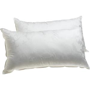 Deluxe Comfort Dream Supreme Luxury Hotel Bed Pillow - Floral Ivory Emblazoned Cover - Fiber Fill - Bed Pillow, Standard - Set of 2