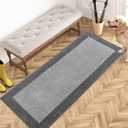 Purrugs Dirt Trapping Door Mat 24" x 60", Non-Slip Washable Entry Mat, Dog Doormat, Front Door Mat, Super Absorbent Entrance Mat for Muddy Shoes & Paws, Light Grey & Grey