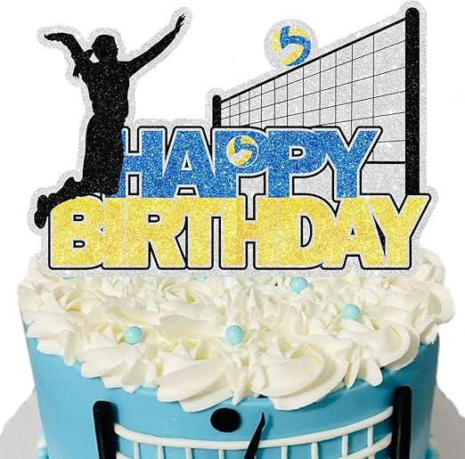 Women volleyball Cake Topper - sports Themed volleyball game Cake Decor - Beach Volleyball Happy birthday party Decoration
