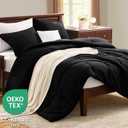 CozyLux King Size Comforter Set - Black Comforter King, 3 Pieces Box Stitched Bed Set for All Seasons, Soft Lightweight Bedding Sets with 1 Down Alternative Comforter and 2 Pillow Shams