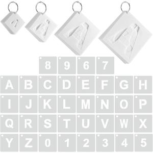 Affrolling 144 Pcs Letter and Number Stencils 4 Sizes Alphabet Number Templates Reusable Plastic Stencils for Painting on Wood, Walls, Signs(1,2,3,4 Inch,Regular)