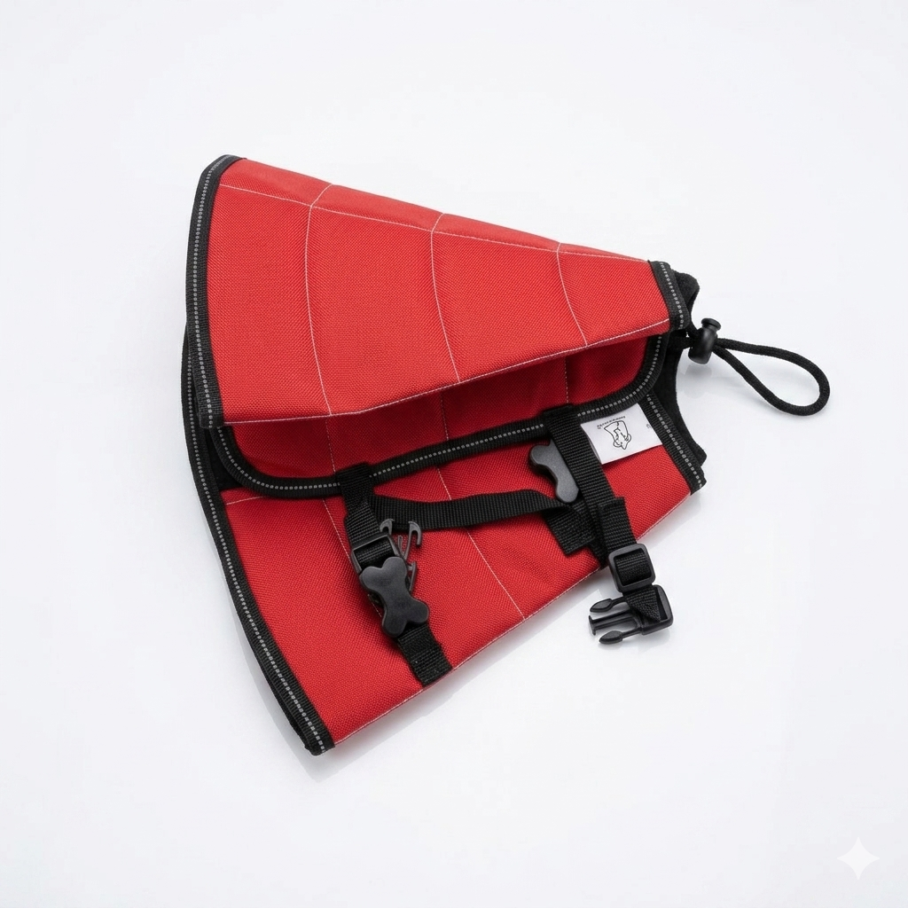 Soft Dog Cone Collar After Surgery: Adjustable Long Foldable Comfy Recovery Shame Elizabethan Stop Licking Dogs (Red, M)