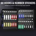 Key Box Wall Mount, 60 Steel Locking Key Cabinet Wall Mount, Combination Lock Box with Code, Hooks and Label Stickers