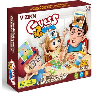 Headbands Game for Kids  Guessing Board Game to Boost Vocabulary, Critical Thinking, and Social Skills  Quick Question Family Game Night for 24 Players  Travel-Friendly Fun (Animal Theme)