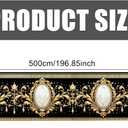 Wallpaper Border Peel and Stick 3.94"x196.85" PVC Self-Adhesive Removable Accent Trim for Bathroom Bedroom Kitchen (Gold Black Baroque Marble 2D Print)