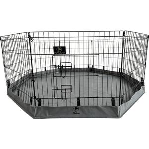 Puppy Playpen with Bottom Pad and Door, 8 Panels 24" H, Gray