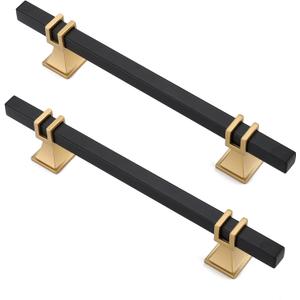 10 Pack 5 Inch Black and Gold Cabinet Pulls Black and Gold Cabinet Handles Kitchen Cabinet Handles Dresser Drawer Pulls Kitchen Cabinet Hardware (5 inch (128mm) hole center)