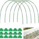 Breeze Touch 25PCS Garden Hoops for Raised Beds, PVC-Coated Greenhouse Hoops for Row Cover & Frost Protection, Rust-Free Garden Tunnel Hoops Kit with Clips, Plant Support for 3.5ft - 4ft Wide Beds