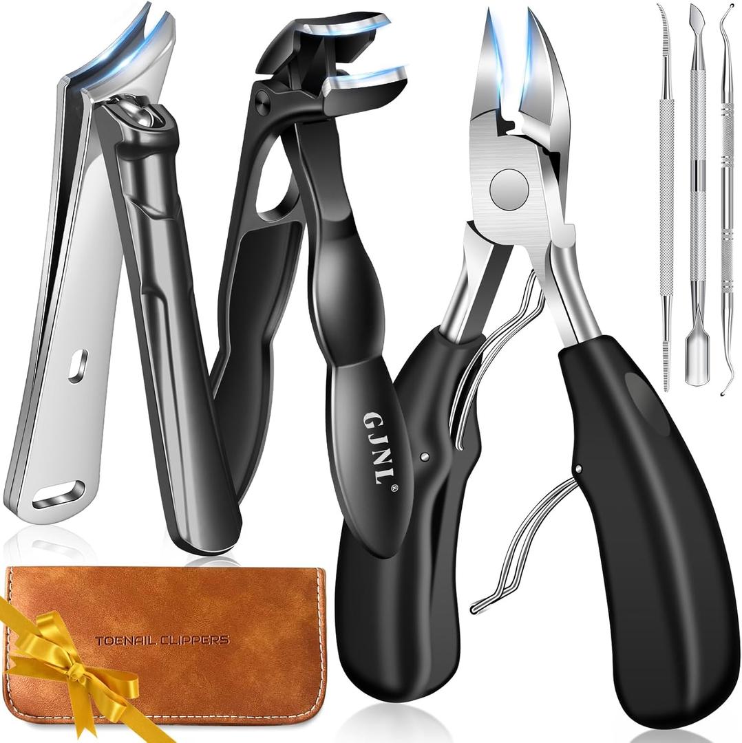 Toenail Clippers for Thick Toenails, Mens Stocking Stuffers 2025 Angled Head Toe Nail Clippers, Heavy Duty 45 Slanted Toenail Clippers, 37mm Wide Jaw Nail Clippers Christmas Gifts for Men Dad, 6 PCS