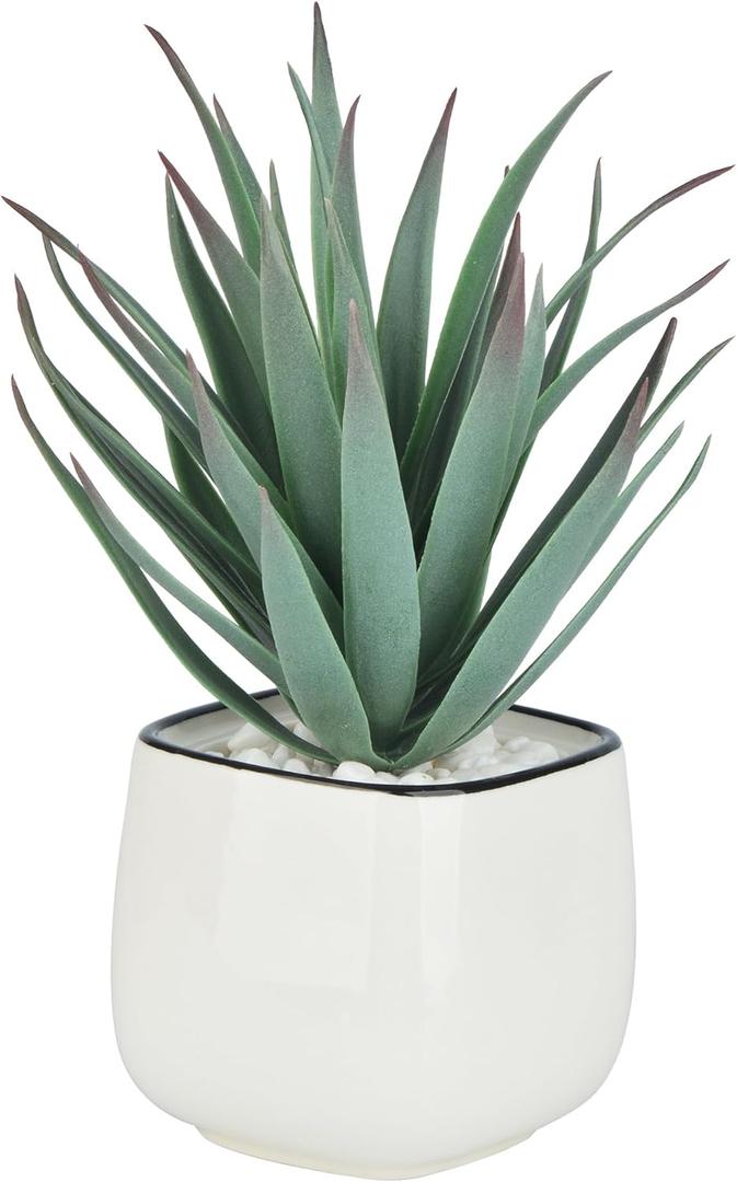 Artificial Succulents in Pots - Small Fake Plants Mini Succulent Agave Faux Plants Indoor for Boho Bathroom Decor, Bedroom, and Coffee Table Office Farmhouse Decoration