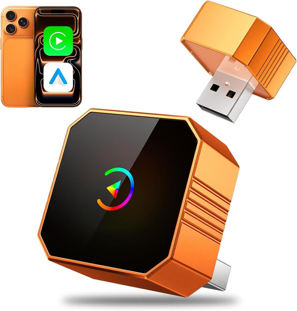 2026 Aimoon Mini Wireless CarPlay Adapter Upgrade Wired to Wireless for CarPlay & Android Auto Plug and Play Fast AutoReconnect Stable Control Zero Delay Car Play for iPhone iOS 10+ Android 11+