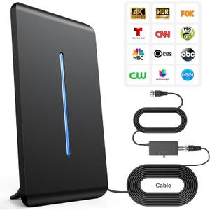 Digital Antenna for Smart TV Indoor Outdoor with Amplifier, 360° Long Range Reception HD Local Channels