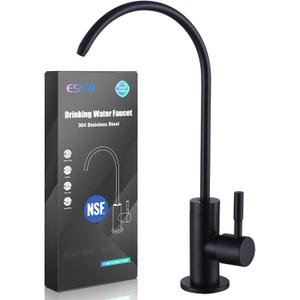 ESOW Kitchen Water Filter Faucet, 100% Lead-Free Drinking Water Faucet Fits Most Reverse Osmosis Units or Water Filtration System in Non-Air Gap, Stainless Steel 304 Body Matte Black Finish