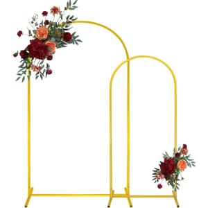 Gold Metal Arch Backdrop Stand 2 Set 7.2FT, 6FT Wedding Arch Stand Arched Door Frame for Birthday Party Baby Shower Ceremony Indoor Outdoor Celebration Decor (7.2FT, 6FT)