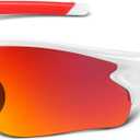 BEACOOL Polarized Sports Sunglasses for Men Women Youth Baseball Fishing Cycling Running Golf Motorcycle Tac Glasses UV400 (White Red)