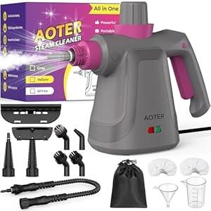 Handheld Steam Cleaner with 12pcs Accessories, Portable Pressurized Multi-Surface Steam Cleaner for Home, Multi-purpose Steamer for Cleaning Tile, Grout, Windows, Bathroom, (Grey)