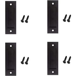 4pcs Running Black 6 inch Sliding Barn Door Finger Pull Set | Heavy Duty Modern Simple Invisible Handle| with Flat Bottom Easy to Install