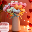 Bucherry 10 Pcs Valentine's Conversation Hearts Decorations Glitter Candy Heart Picks with Ribbon Heart Tree Pick for Home Vase Filler Romantic Decor Wedding Anniversary Birthday Party Supplies