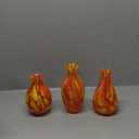 C d'Oro Set of 3 Small Glass Vases Orange/Yellow Confetti Hand Blown Murano-Style Art Glass for Flower and Decor - Models N 65/66/67