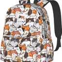 Cute Anime Cat Backpack School Bag Lightweight Bookbag Casual Daypack for Girls Boys Kids Women Men Travel Laptop 16 Inch (Kitty)