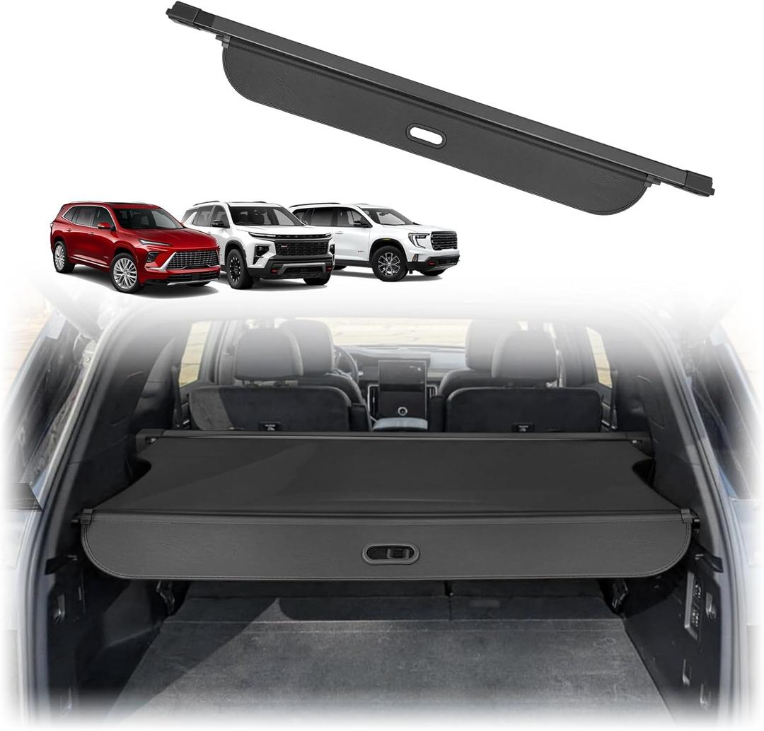 Muslogy Cargo Cover Rear Trunk Retractable Compatible with 2024 2025 GMC Acadia & Chevy Traverse & 2025 Buick Enclave Accessories Trunk Cargo Cover Privacy Security Shield Shade Luggage Cover Acadia&Traverse&25 Enclave Cargo Cover