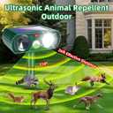 4 Pack Solar Ultrasonic Animal Repellent Outdoor,Squirrel Racoon Fortress Pro Deer Repellent Cat Deterrent Dog Repeller Waterproof with Strobe Light - Keep Rabbits,Skunks Away from Garden Yard Farm