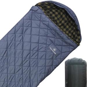 Mountainlodge 100% Cotton Shell and Lining Sleeping Bag for Adult Cold Weather with Compression Bag&Carry Bag for Camping,Travel and Car Camping