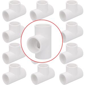 12 Pack 1" Tee 3 Way PVC Pipe Fittings Connector, Furniture Build Grade SCH40 PVC Elbow Pipe Fitting for Build PVC Furniture DIY Garden Shelf (Socket x Socket x Socket) Contractor Pack PVC Pressure