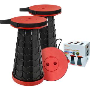 2PCS Upgraded Collapsible Stool Thickened Set, Portable Stool Folding Stools, Foldable Chair for Camping Fishing Hiking BBQ and Outdoor Activities - Max 400lbsRed