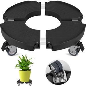 Plant Caddy Stand with 360 Wheels Adjustable 15-22 Inch Rolling Plant Stand Heavy Duty Large Plant Cart Dolly with Casters 440lbs Capacity for Large Planter, Garden Pot, Flower Pot, Black, 1 Pack
