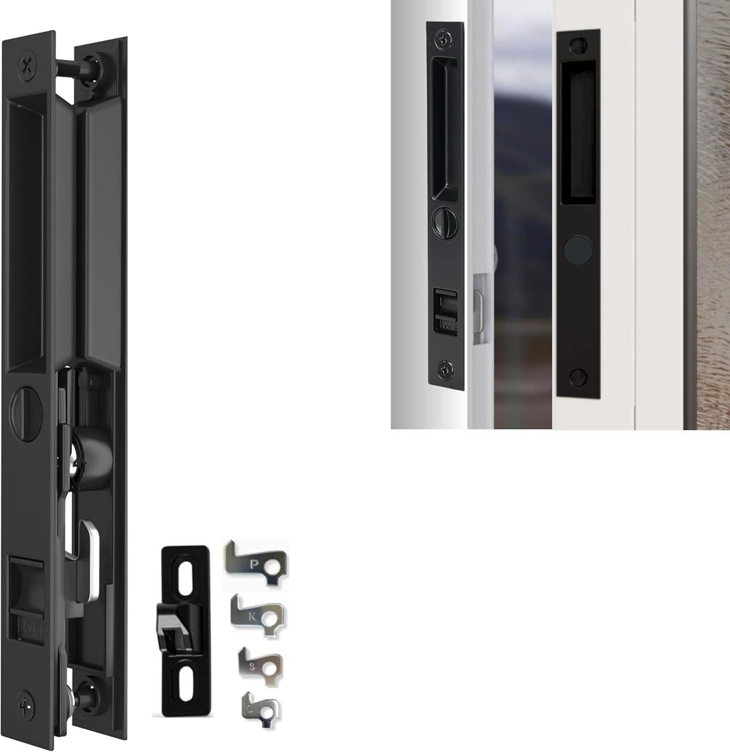 Sliding Glass Door Set, 6-5/8", Black - Patio Door Handle Replacement Thick Used on Both Left and Right-Handed. (No Keyed)