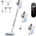 Cordless Vacuum Cleaner, 8-in-1 Lightweight Stick Vacuum with 45mins Runtime, Powerful Suction, Rechargeable Cordless Vacuum for Carpet, Tile, Pet Hair, Hardwood Floors, White